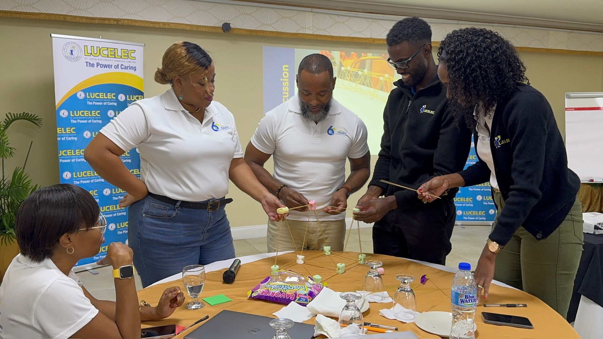 Team building their bridge